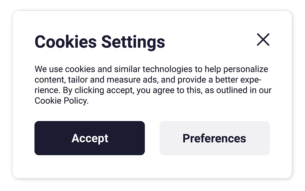 Example of a website with cookie consent